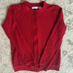 ❤️ Red Knit Zip Up Sweater